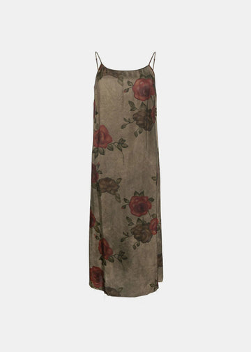 Elegant Rose Bias Print Slip Dress