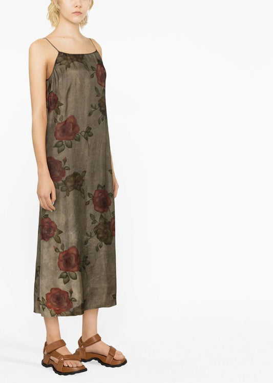 Elegant Rose Bias Print Slip Dress