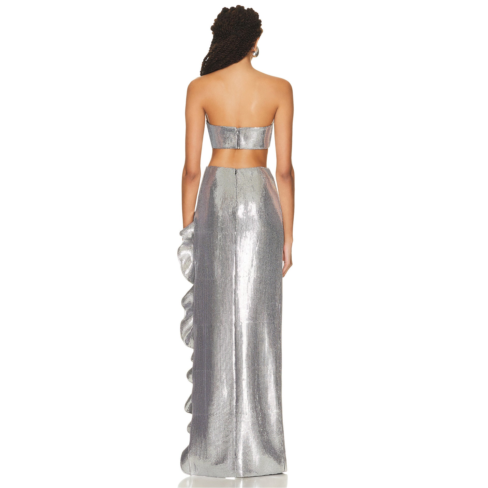 [D*v*d K*m*] Sequined Silver Top and Skirt Set - Weekdayslulu