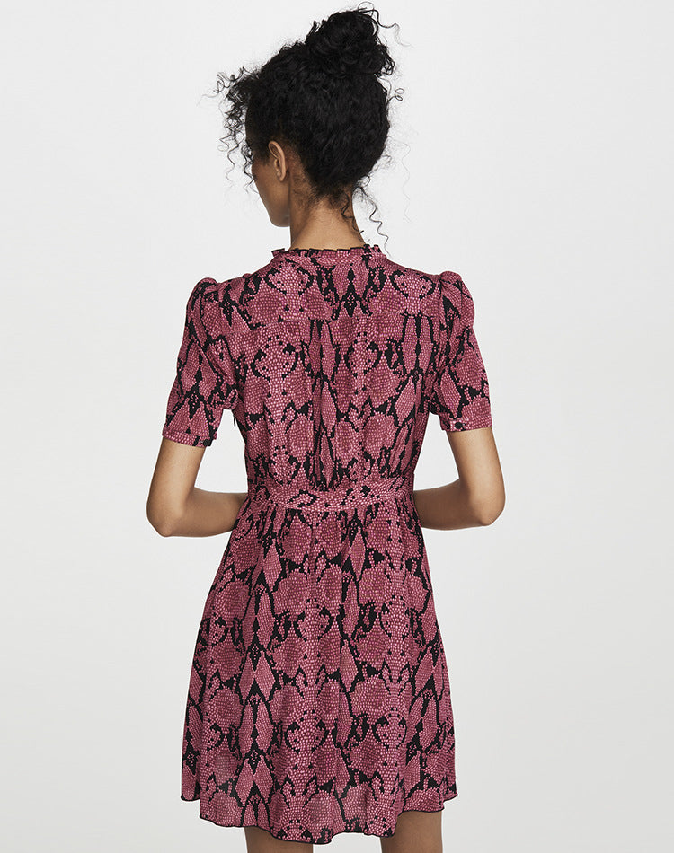 [B*&s*] Rose Snake Print Midi Dress - Weekdayslulu