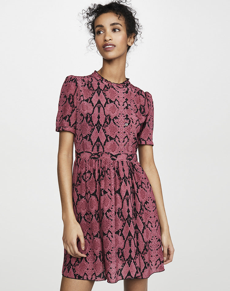 [B*&s*] Rose Snake Print Midi Dress - Weekdayslulu