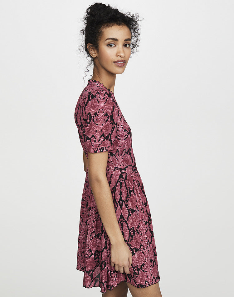 [B*&s*] Rose Snake Print Midi Dress - Weekdayslulu