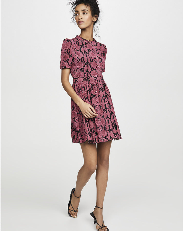 [B*&s*] Rose Snake Print Midi Dress - Weekdayslulu