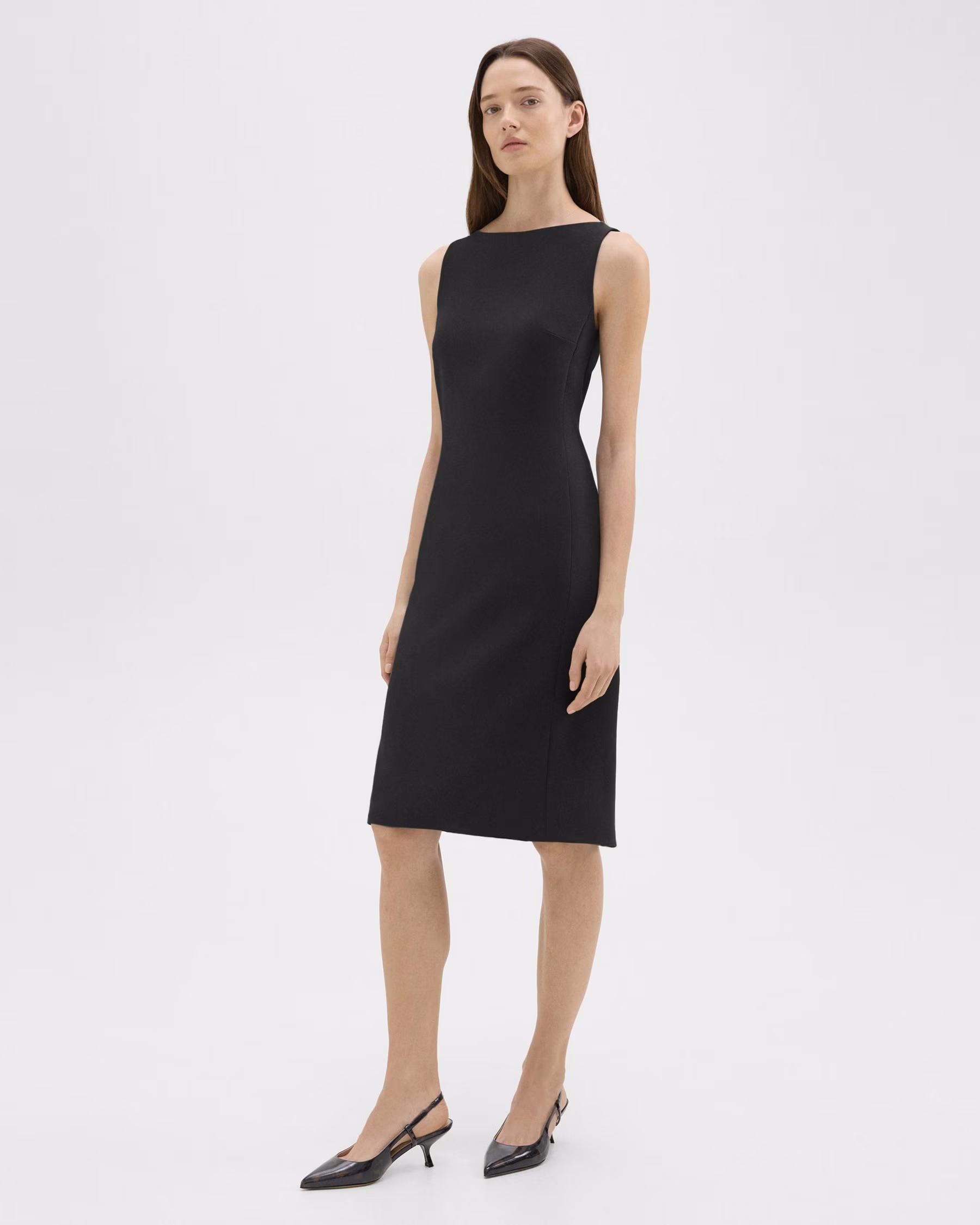 [Th**ry] Flared Triacetate Dress in Crepe - Weekdayslulu