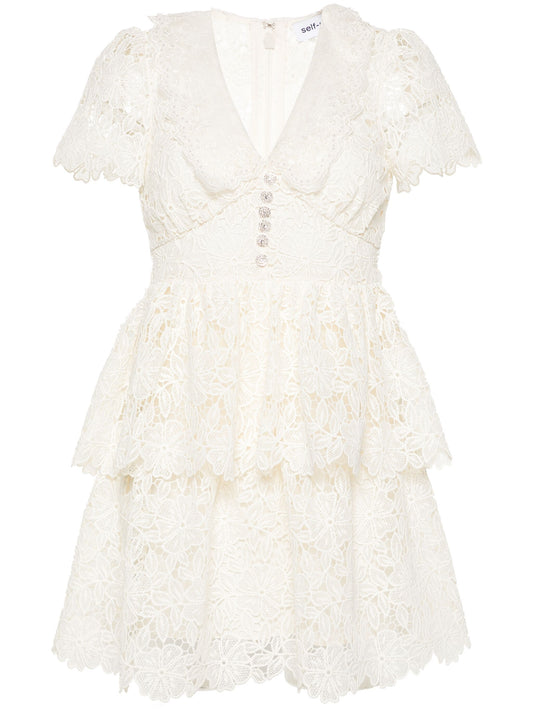 Ivory Lace Cake Dress with Belt