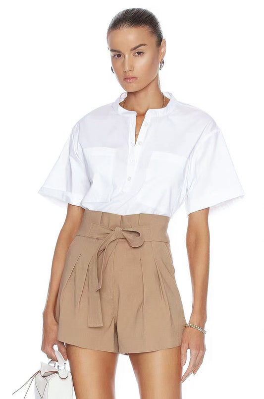 [A.L.*.] Joelle Pleated Tie-Waist Shorts