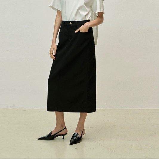 High-Waisted Cotton A-Line Skirt