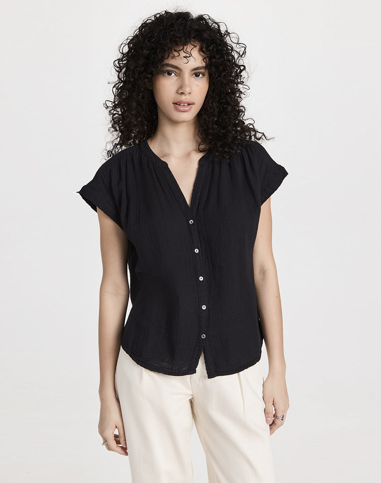 Textured Crinkle Cotton Relaxed Shirt - Weekdayslulu