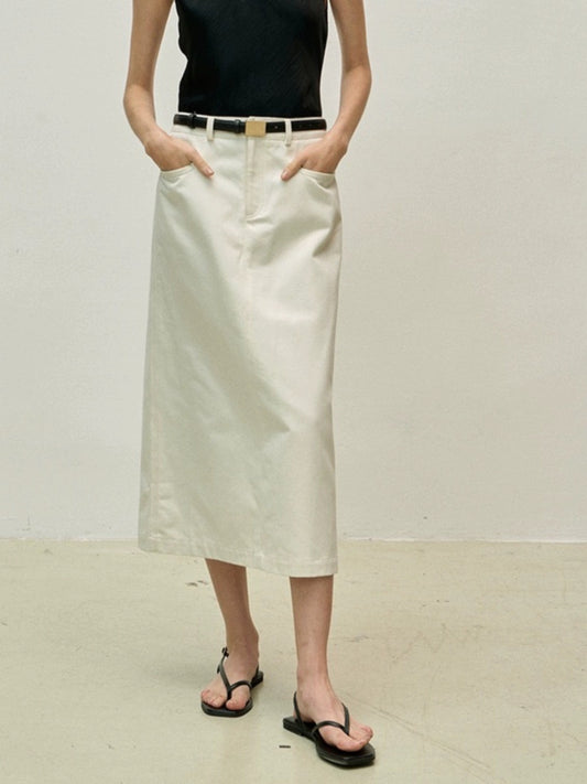 High-Waisted Cotton A-Line Skirt