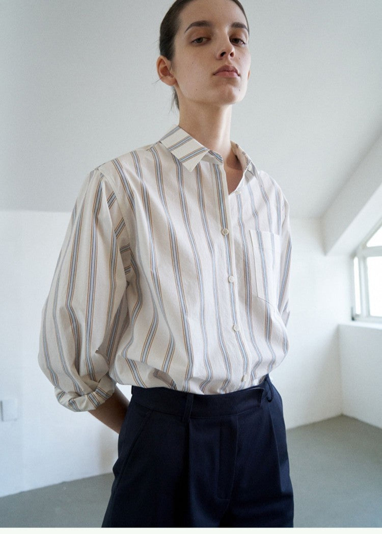 [Ler*be] Striped Oversized Longline Shirt - Weekdayslulu