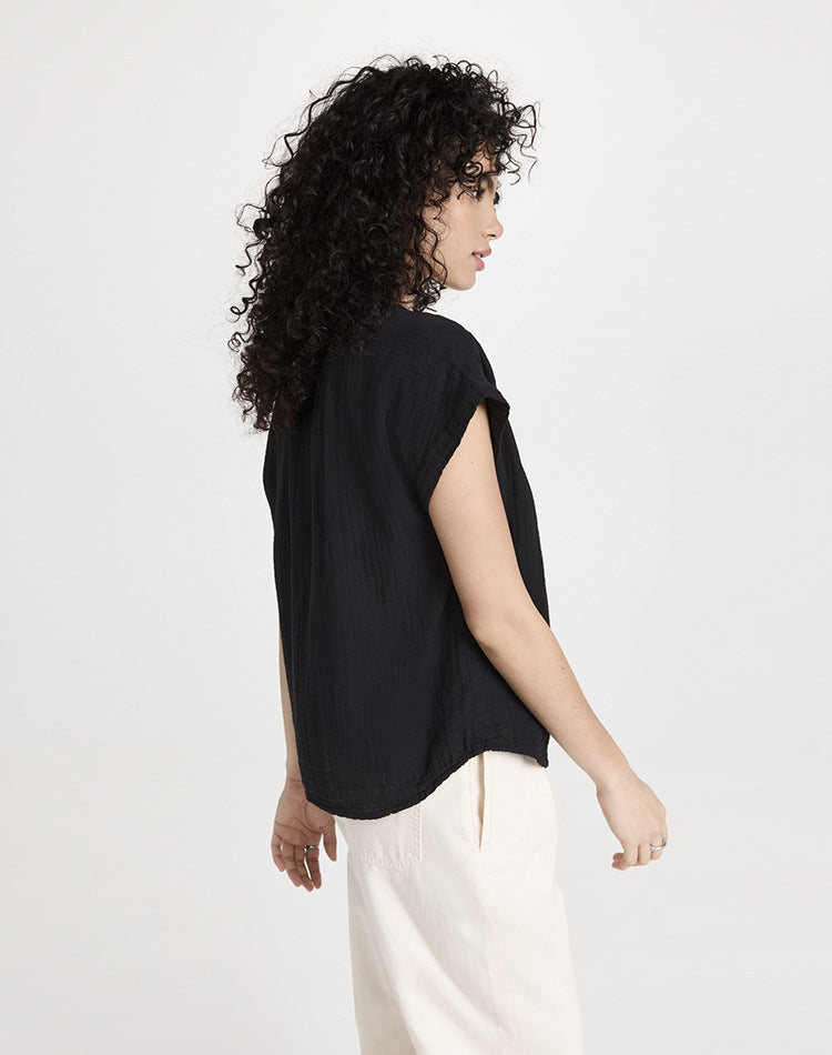 Textured Crinkle Cotton Relaxed Shirt - Weekdayslulu