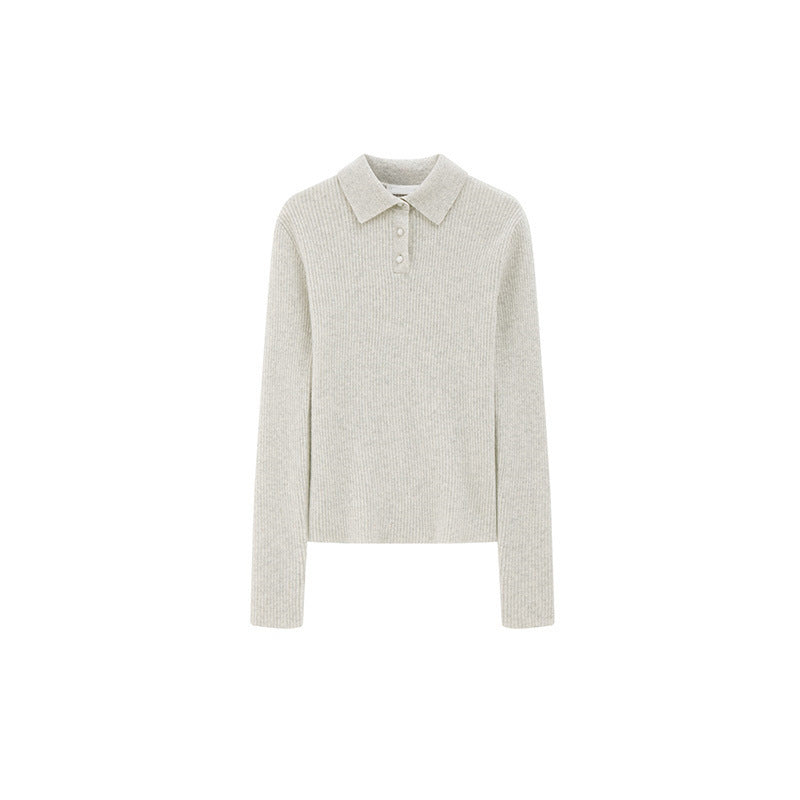 [Vinc*] Lapel Collar Slim Knit Pullover Top - Weekdayslulu