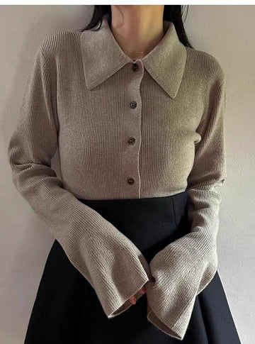 [Clan*] Wool Bell-Sleeve Knit Cardigan - Weekdayslulu