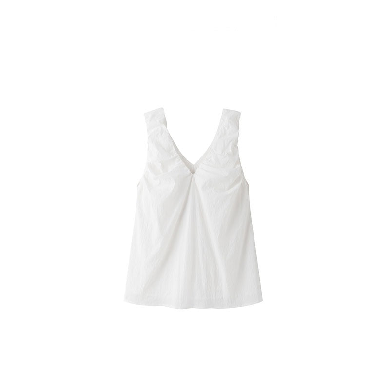 [Rec**] Pleated V-Neck Sleeveless Top - Weekdayslulu