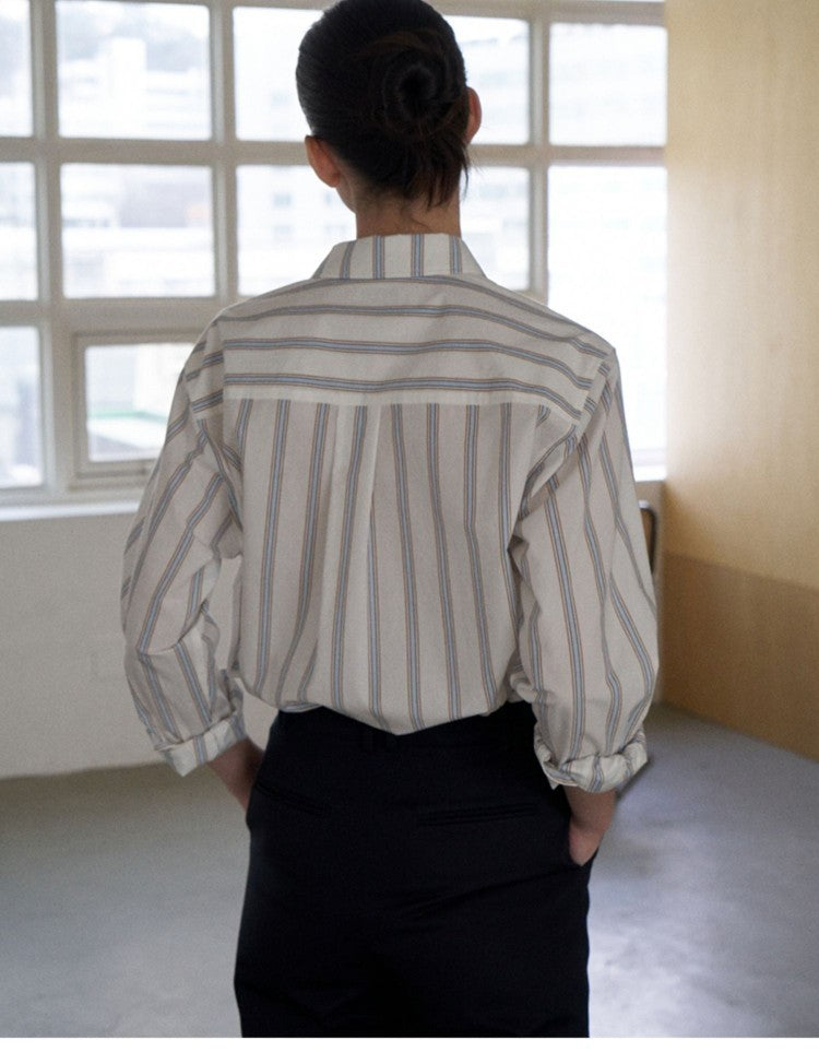 [Ler*be] Striped Oversized Longline Shirt - Weekdayslulu