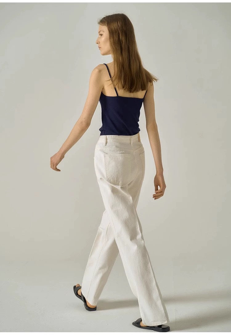 [Fac*de P*ttern] White High-Waisted Cotton Trousers - Weekdayslulu