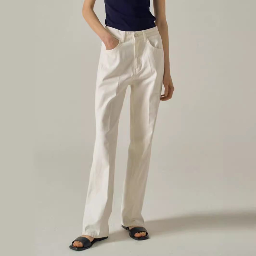 [Fac*de P*ttern] White High-Waisted Cotton Trousers - Weekdayslulu