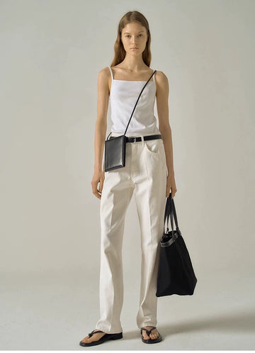 [Fac*de P*ttern] White High-Waisted Cotton Trousers - Weekdayslulu