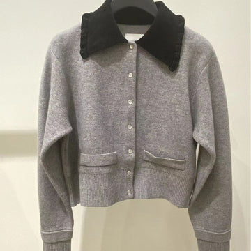 Meta Wool Lapel Cropped Knit Jacket