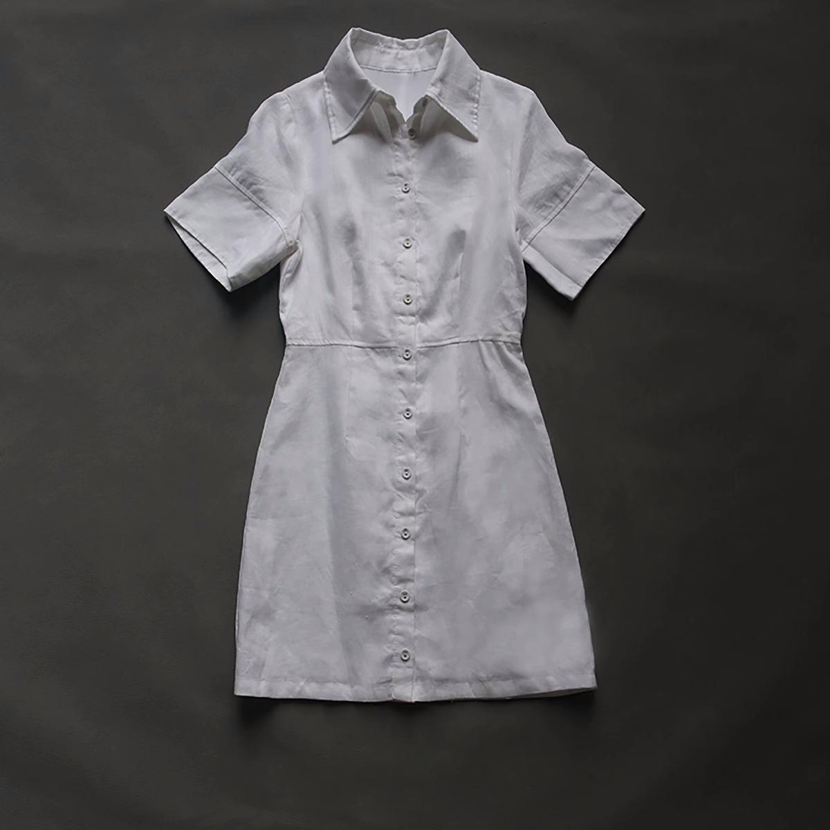 Gathered Waist Linen Shirt Dress - Weekdayslulu