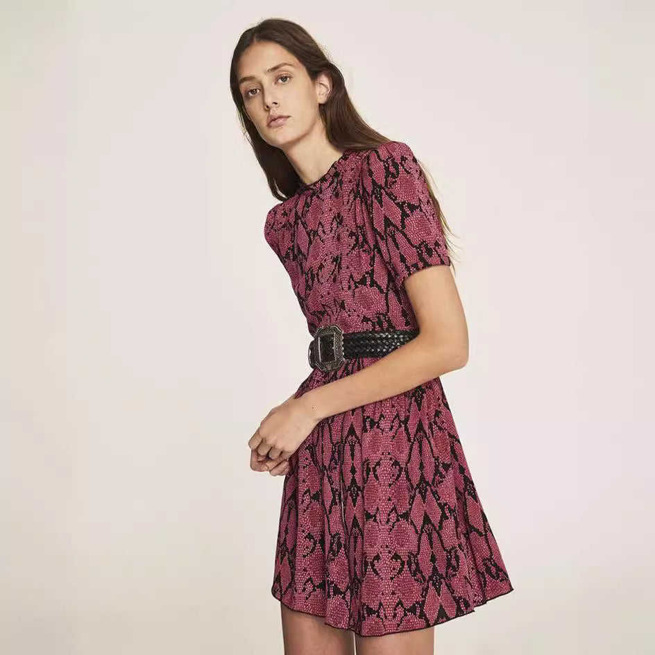 [B*&s*] Rose Snake Print Midi Dress - Weekdayslulu