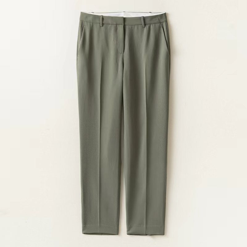 [Th**ry] Crepe Cropped Triacetate Slim-leg Pants - Weekdayslulu