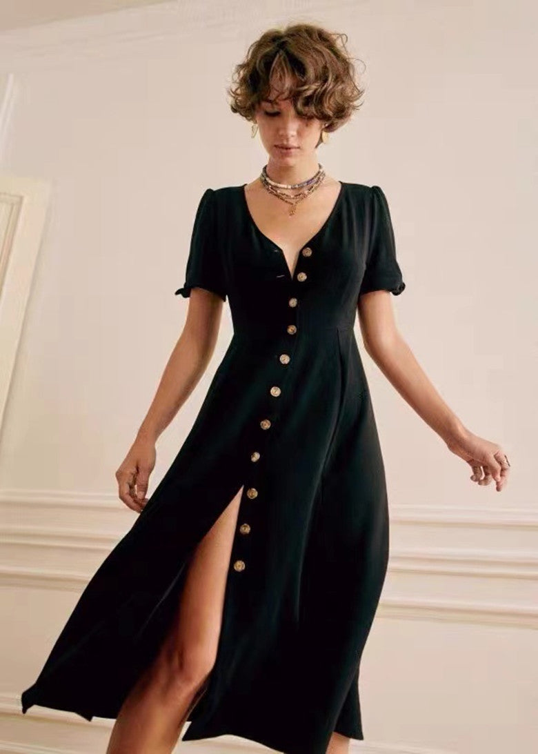 [Sez**e] V-Neck Vintage Shift Dress - Weekdayslulu