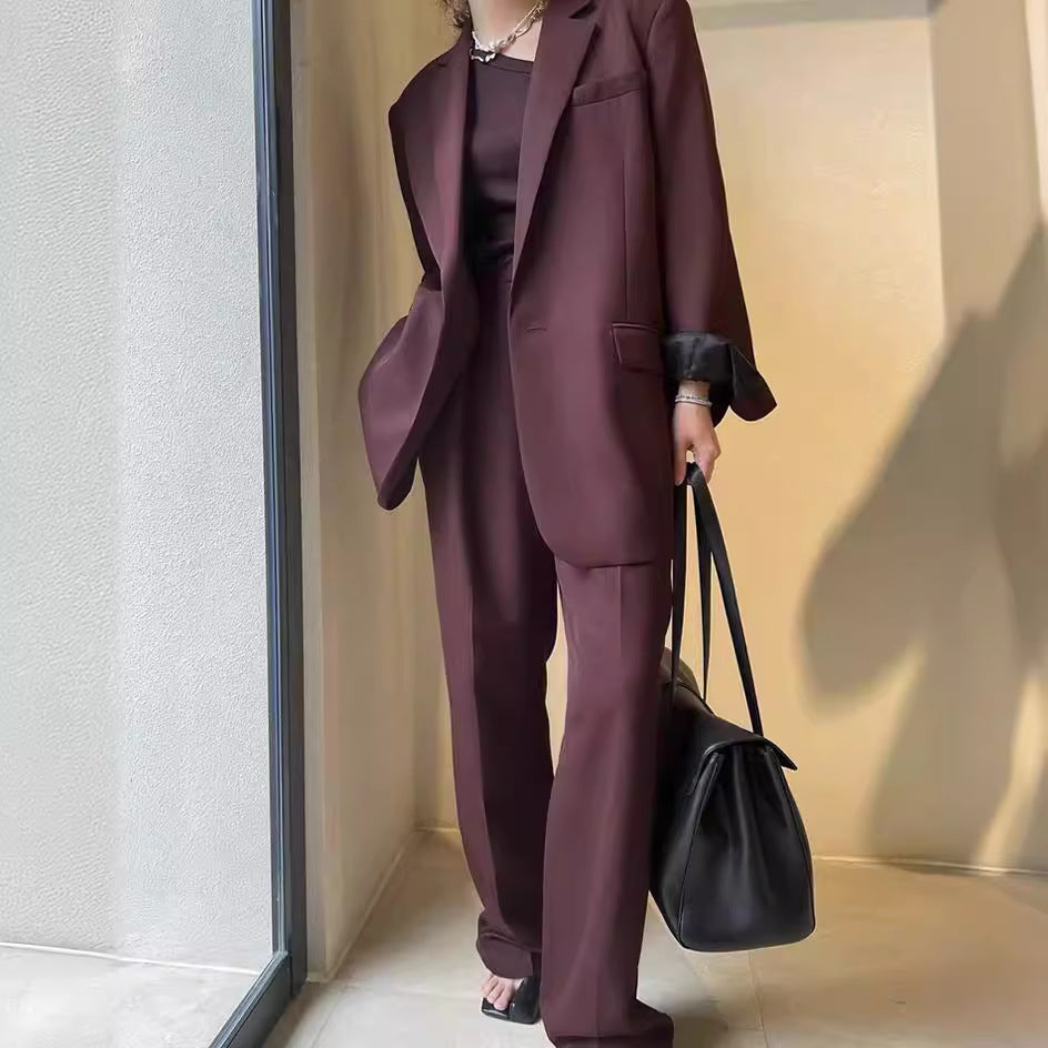 [R*he] Burgundy Wool-Blend Suit Set - Weekdayslulu