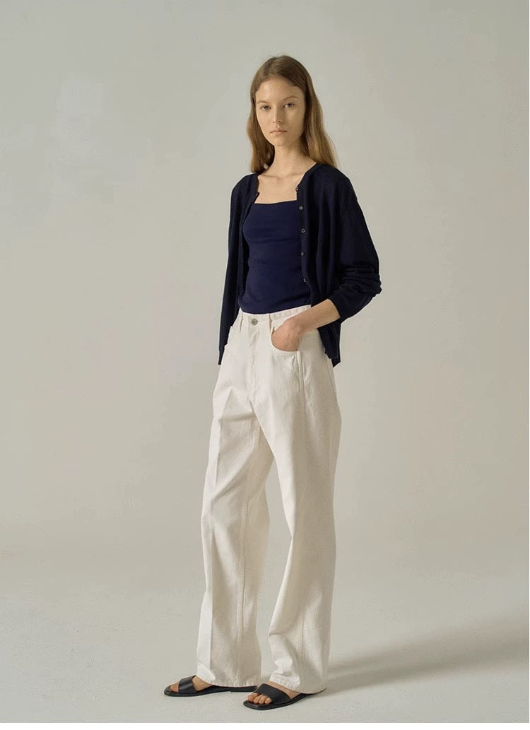 [Fac*de P*ttern] White High-Waisted Cotton Trousers - Weekdayslulu